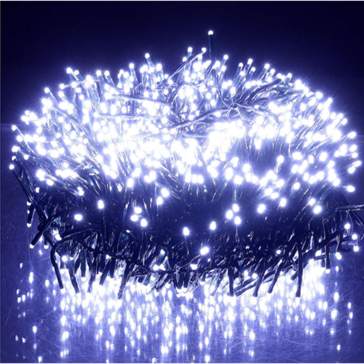 800 LED-es BOA fényfüzér, kültéri-beltéri hálózati adapteres, időzíthető 6/18 órás, 8 féle fényjátékkal, hideg fehér, 16 m, IP44