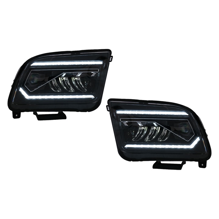 Faruri Full LED compatibil cu Ford Mustang V Pre-Facelift 2005-2009 Negru cu Semnal Dinamic Secvential