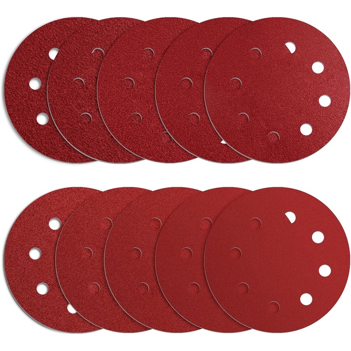 Комплект 25 броя шкурка SUIFAYIO с 8 отвора за шлайф за стена 180мм Червена
