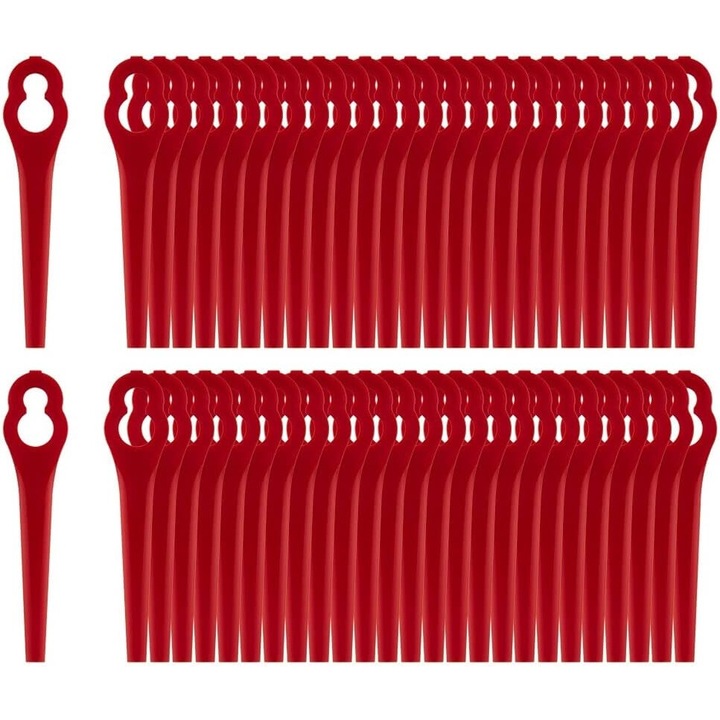 Set 100 lame Einhell pentru trimmer FRT18A FRT18A1 Art 46155 FRT20A1, Plastic, 12x7mm, 83mm, Rosu