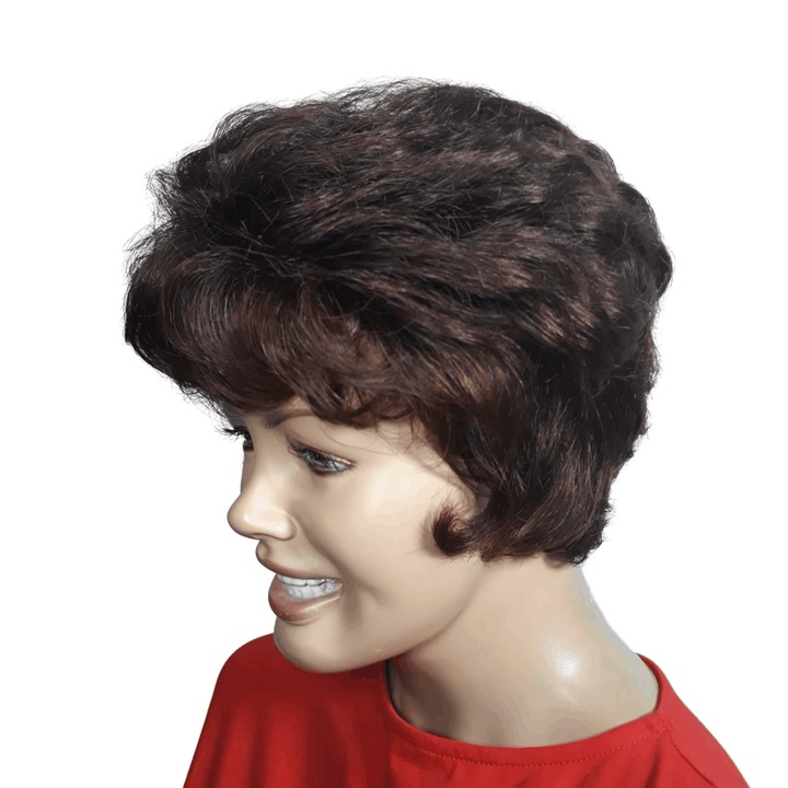 Peruca dama, par natural, saten ciocolatiu