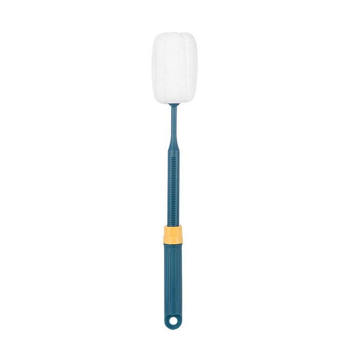 Burete de curatare cu maner extensibil Cozevdnt, pentru sticle si cupe, material durabil, albastru