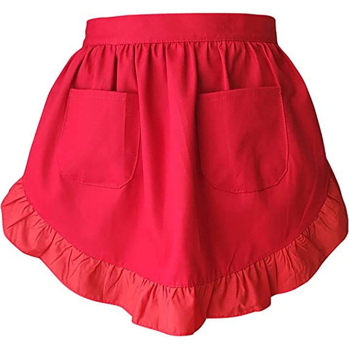 Кухненска престилка с дантела, Enforose, полустил, за многократна употреба, лесна за почистване, многоцветна