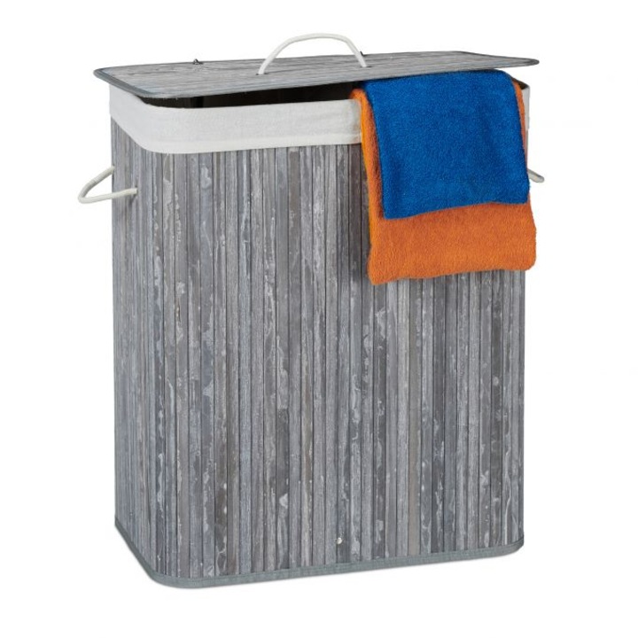 Cos de rufe Relaxdays din bambus cu 2 compartimente, Maro Deschis, 10024382_111