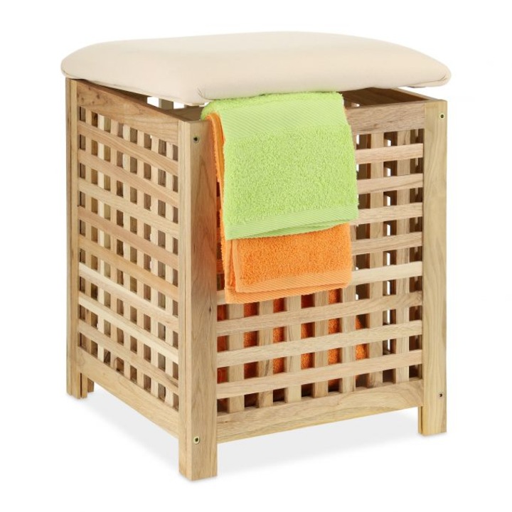 Cos de rufe Relaxdays cu scaun din lemn de nuc, Verde, 10037908