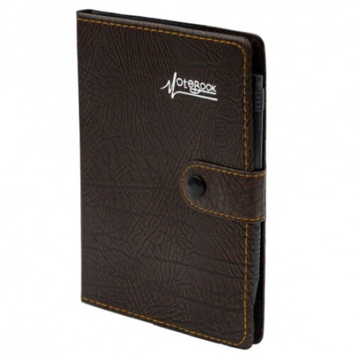 Agenda A5 nedatata CNX Lizy 4404, 80 pagini, coperta imitatie piele maro, cu capsa