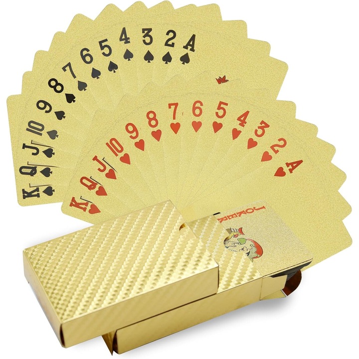 Комплект карти за игра, CCLIFE Professional Poker, пластмаса, 9X6 см, златист