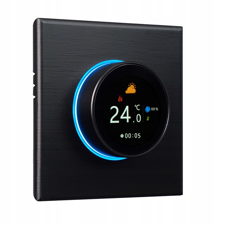 Termostat, GB 16A WiFi .Casa inteligenta, butonul de incalzire, controler de temperatura, Arhatreya®, accepta doar incalzirea electrica prin pardoseala, inclusiv senzori externi, negru