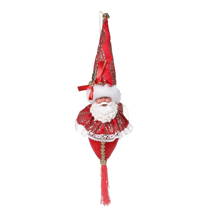 Decoratiune Craciun, Glob Mos Craciun, rosu, 35cm