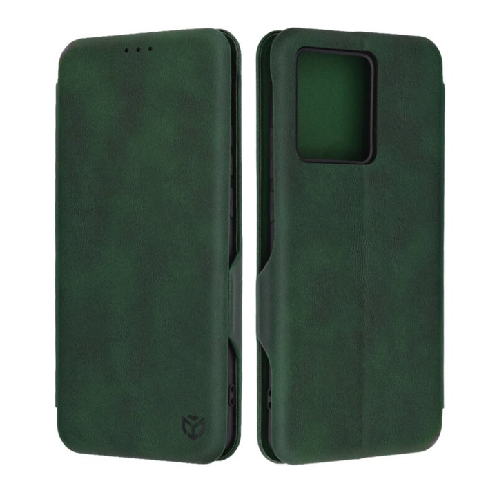 Husa de protectie flip cover compatibila cu Motorola Edge 40/Edge 2023, Safe Wallet Plus, piele ecologica, Verde inchis