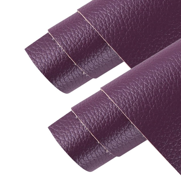 Set 2 Bucati de Folie din Piele Ecologica, Autoadeziva, pentru Reparatie Canapea, Fotolii, Scaune, Interior Autoturism, 50 x 138 cm, Violet - MaffStuff