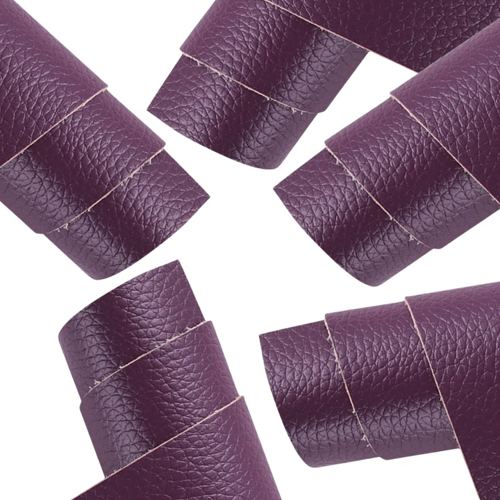Set 5 Bucati de Folie din Piele Ecologica, Autoadeziva, pentru Reparatie Canapea, Fotolii, Scaune, Interior Autoturism, 50 x 138 cm, Violet - MaffStuff