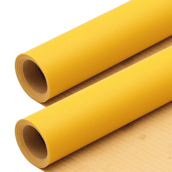 Set 2 Bucati de Folie din Piele Ecologica, Autoadeziva, pentru Reparatie Canapea, Fotolii, Scaune, Interior Autoturism, 50 x 138 cm, Galben - MaffStuff