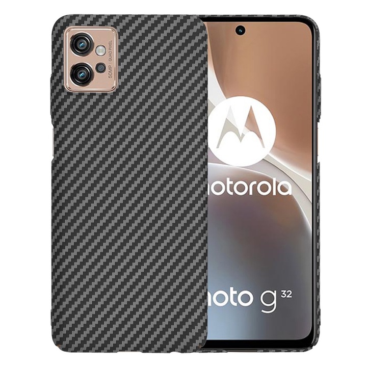 Husa Protectie compatibila cu Motorola Moto G32, MaiDestept Protect, Q10, Policarbonat, Lexgard, Deep Dark