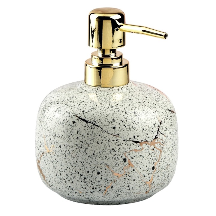 Pufo White Stone elegáns kerámia adagoló folyékony szappanokhoz, 15 cm, fehér