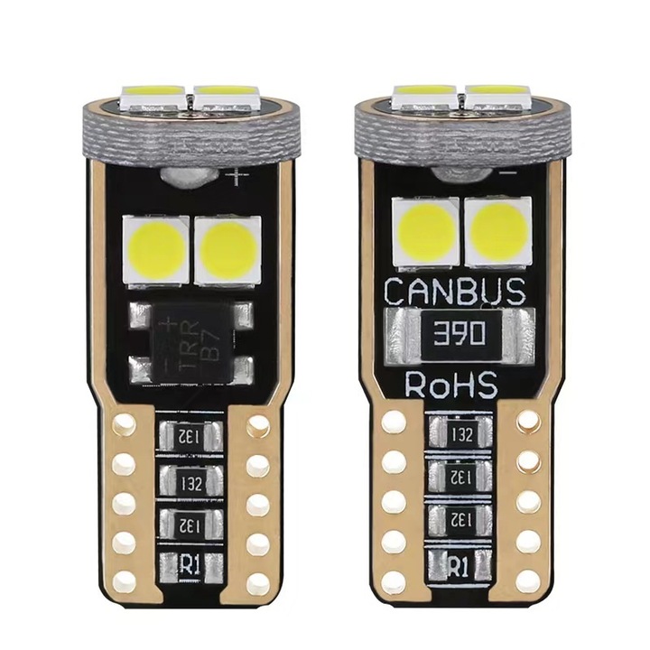 Set 2 becuri auto LED pozitie si interior T10 6 LED-uri CanBus Plug-and-Play fara eroare LaptopStrong®