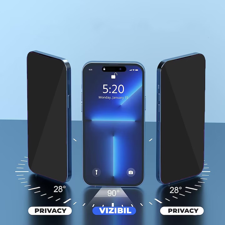 Folie Sticla Privacy pentru iPhone 16, Full Cover, Protectie Profesionala, Ultra Rezistenta, Calitate Premium