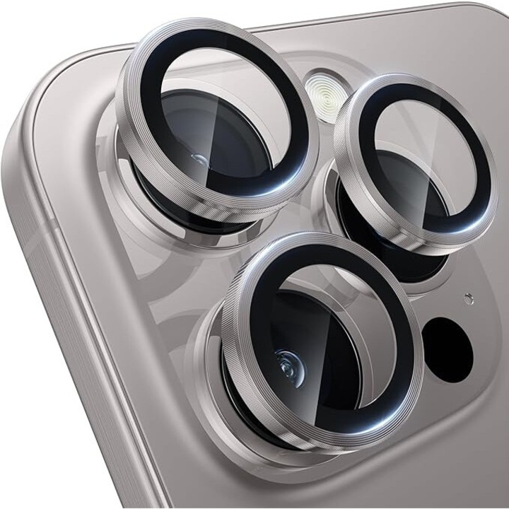 Prémium Lens Fix üvegvédő fólia telefonkamerák objektívekhez, kompatibilis az iPhone 16 Pro/16 Pro Max telefonokkal, egyedi lencsék, természetes titán