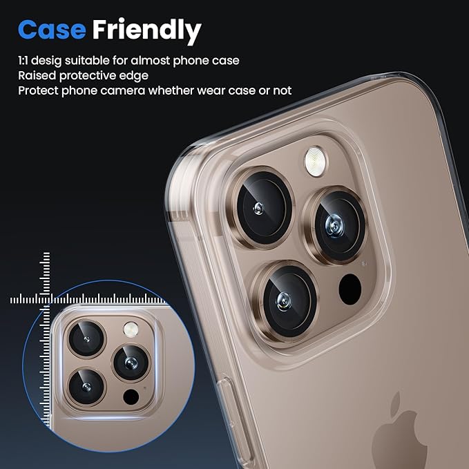 Folie camera pentru iPhone 16 Pro/16 Pro Max, Individuala, Sticla securizata, Desert Titanium