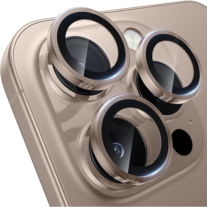 Folie camera pentru iPhone 16 Pro/16 Pro Max, Individuala, Sticla securizata, Desert Titanium