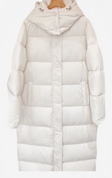 Ultra hosszú női kabát, világos fehér, vízálló, meleg, Törtfehér