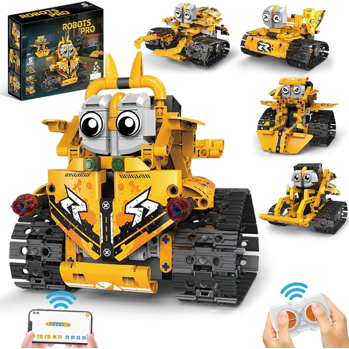 5 az 1-ben Robot Építőkészlet, RaSteff™, 269 Darab – STEM, Gyerekeknek, Készségfejlesztés, Robotika, 6 Éves Kortól