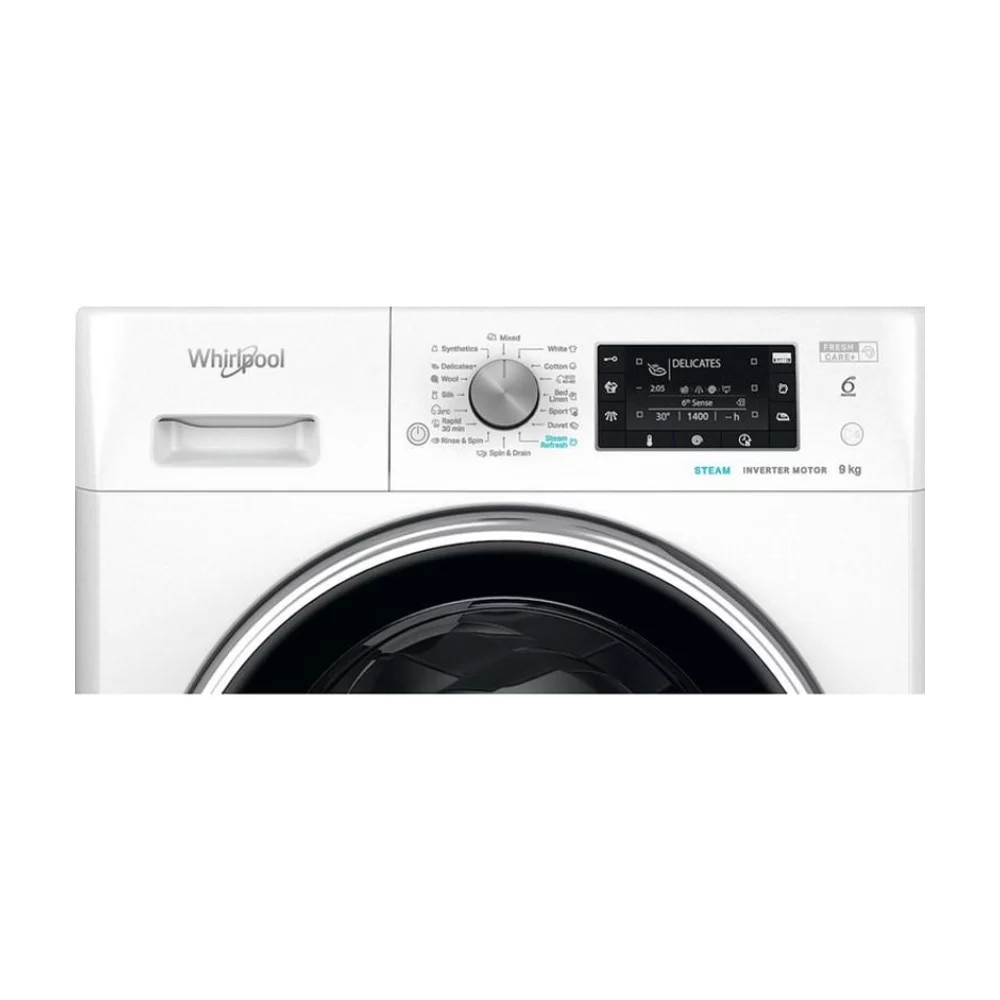 Masina de Spalat Rufe Frontala WHIRLPOOL FFD 9489 BCV EE, Steam, 6th Sense, 9 kg, 1400rpm, Clasa A, Alb
