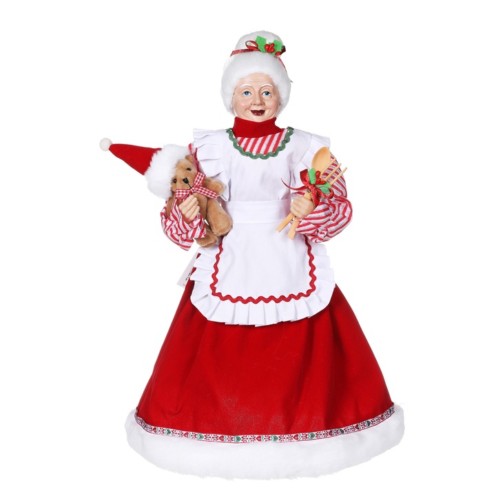 Decoratiune de Craciun, Doamna Craciun Bucatareasa, rosu, 45cm