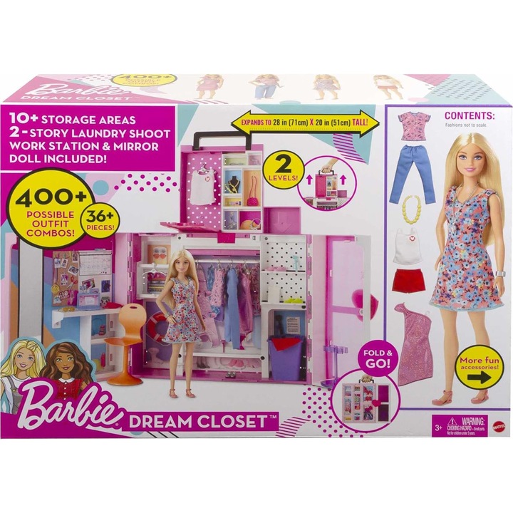 Комплект за игра Barbie - Dream Closet, С кукла и аксесоари