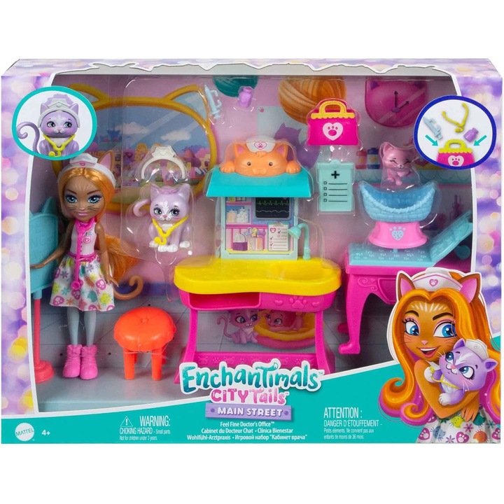 Комплект за игра Enchantimals - Медицински шкаф, 9 части