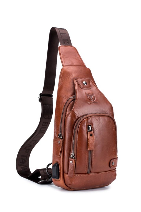 Natty Pell crossbody válltáska, természetes bőr modell, 30 x 16 x 7 cm, barna