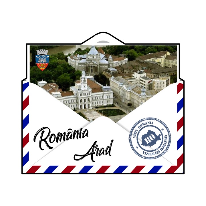 Magnet suvenir gift shop personalizat cu mesaj, romania arad, model 97, din lemn