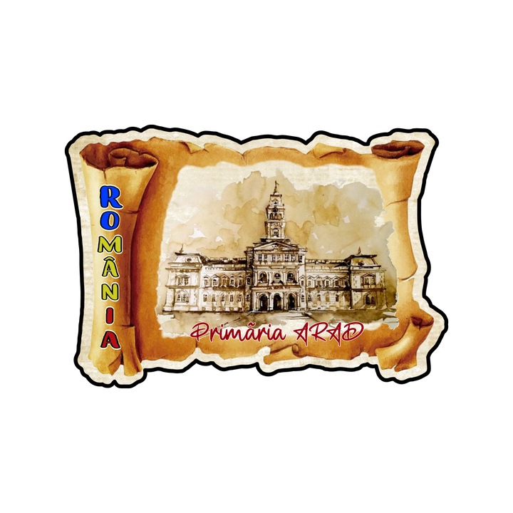 Magnet suvenir gift shop personalizat cu mesaj, romania arad, model 142, din lemn