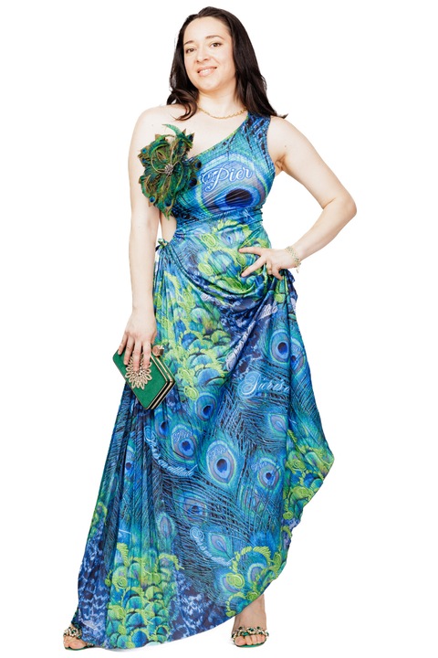 Rochie de seara lunga, piershop, verde smalard, 38