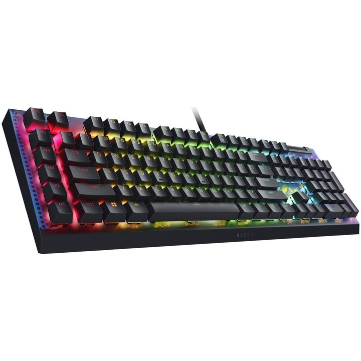 Механична игрална клавиатура Razer BlackWidow V4 X Fortnite Edition, RGB осветление, превключвател Yellow Linear Silent, Media Roller Black