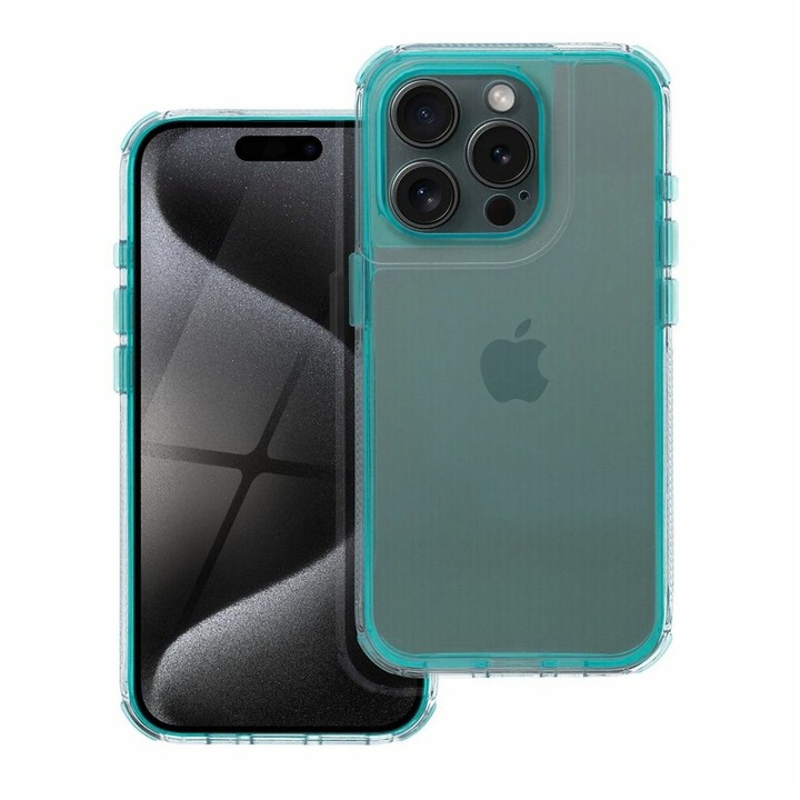 Husa ArrayEX Lucid pentru Apple iPhone 16 Pro Max, OPTIM SOLUTION, AntiShock, Clear Vivid Colour Design, Straturi Multiple pentru Protectie Extra, Clear/Verde Menta