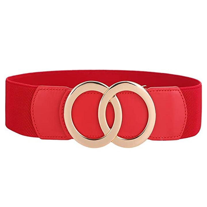 Curea elastica pentru femei, BGHYHYHI, Poliuretan, 5 x 83 cm, Rosu