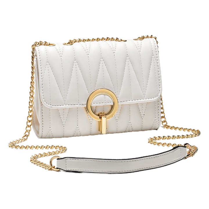 Crossbody női táska BGHYHYHI, bőr, egyszerű dizájn, fehér, kis méret