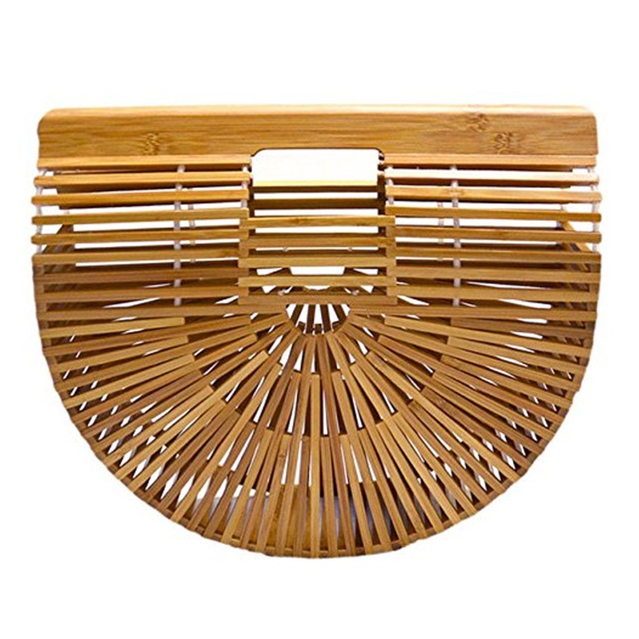 Női bambusz táskák nyári szalma táskák fából készült strandtáskák fogantyús kosár táskák