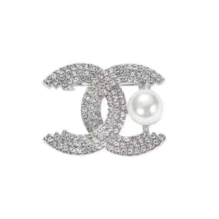 Brosa eleganta din aliaj cu cristale, design original, argintie, 4x3cm