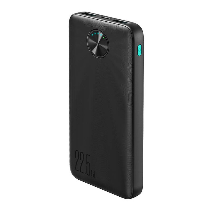 Joyroom JR-PBF15 22.5W LED Powerbank integrált kábellel Lightning / 10000mAh 22,5W - Fekete (JR-PBF15)