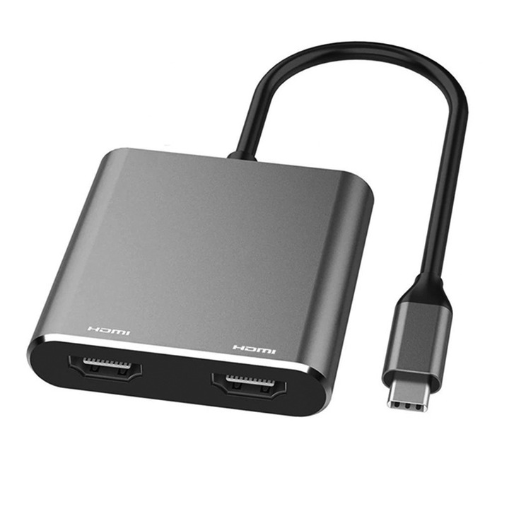 Докинг станция 2 в 1, Type-C разширение, двоен HDMI изход, 4K, за лаптоп