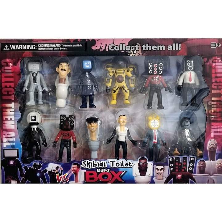 Set 12 Figurine Virtual Trend®, de actiune, Skibidi Toilet, Multicolor