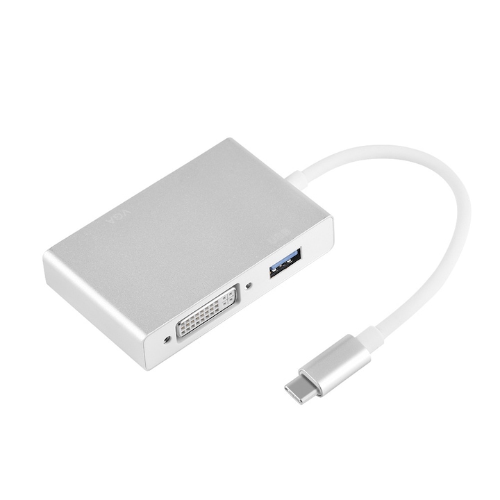 Convertor adaptor Enforose USB-C la USB 3.0, OTG, HDMI, DVI, VGA pentru laptop si telefon mobil