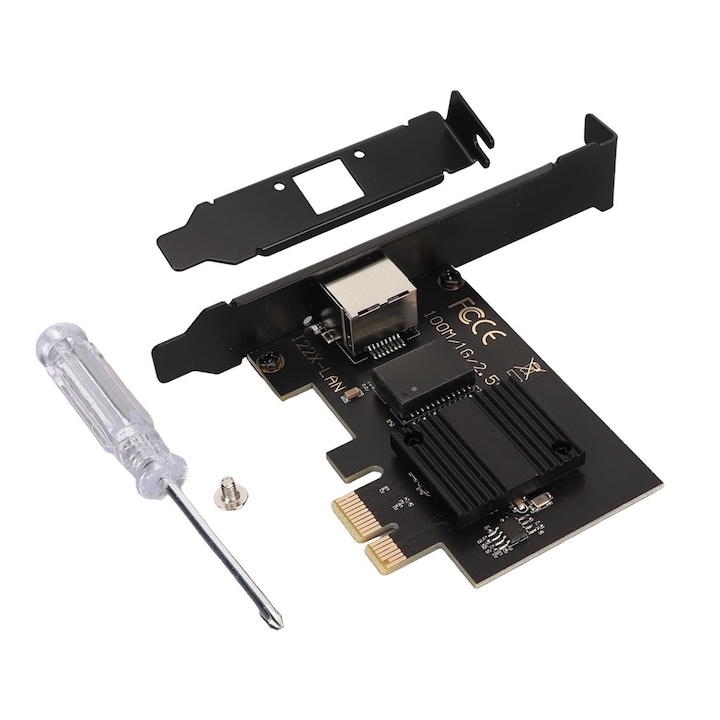 Placa de retea PCIe 10/100/1000/2500Mbps Pin placat cu aur din aliaj de aluminiu Placa Gigabit Ethernet pentru server de jocuri desktop