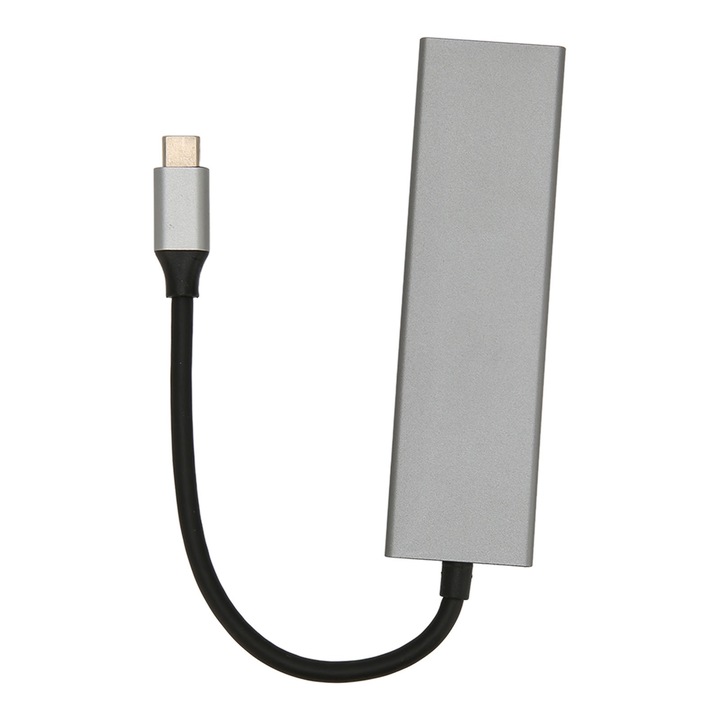 USB C хъб 6 в 1, Mmgoqqt, алуминий, 4K UHD, 100W PD, 17,5 см, сребрист
