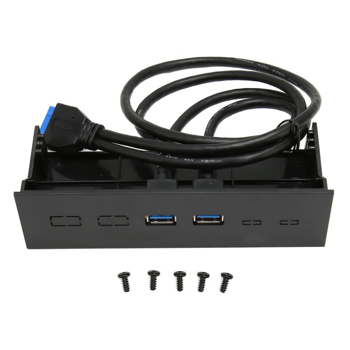 5,25 hüvelykes előlap, 2 USB 3.0 port, PC házhoz, ABS, 60 cm