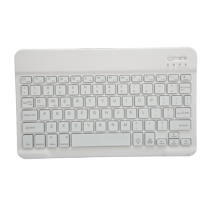 Tastatura wireless BT, Mmgoqqt, iluminare LED RGB, 78 taste, alb, dimensiuni compacte