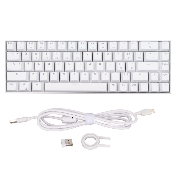 Tastatura wireless Jormftte, 78 taste, design ergonomic, capace rotunde, neagra