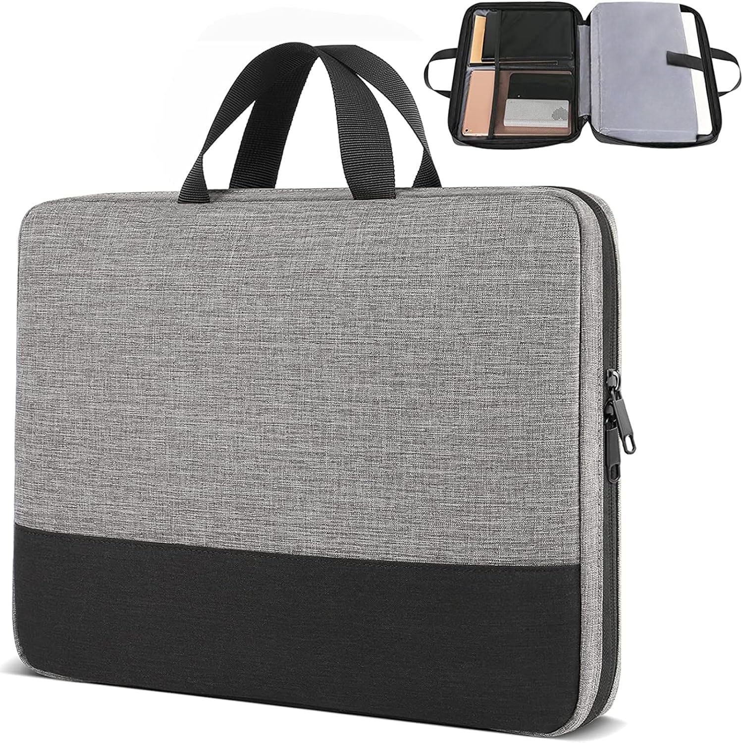 Geanta pentru laptop de 15,6 inchi, servieta pentru laptop, tesatura EVA impermeabila, capacitate mare, design subtire, unisex, 40x5x28,5 cm, gri